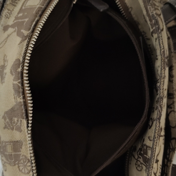 Coach Horse and Carriage Stagecoach Signature Purse cream and brown canvas - Picture 10 of 14